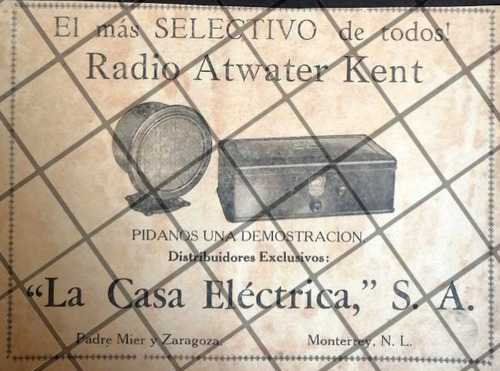 Cartel Publicitario Antiguo Radios Atwater Kent 1929