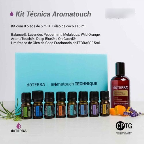 Kit Doterra Aromatouch con 8 aceites esenciales y 1 aceite de coco