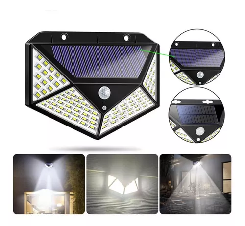 Pack X6 Led Solar Con Sensor Movimiento Luz Exterior 100 Led - $ 79.799