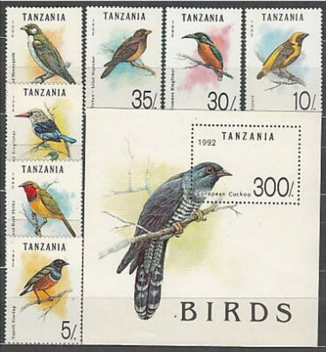 Estampillas Tanzania. Fauna Aves.