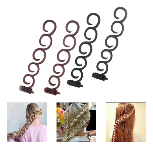 4pcs Mujeres Trenza Trenzado Twist Braider Rodillo Gancho Bu