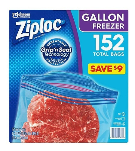 Ziploc Bolsas Para Congelar 152 Pzas Galón Reutilizables