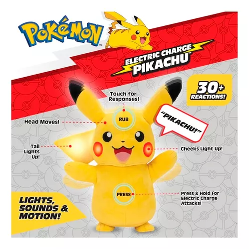 Pokemon - Pikachu Pelúcia com Luz e Som 30cm - Sunny - MP Brinquedos