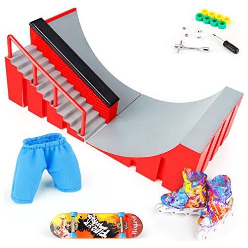 Hamino 5 En 1 Fingerboard Skate Park Ramp Kit, Finger Skateb