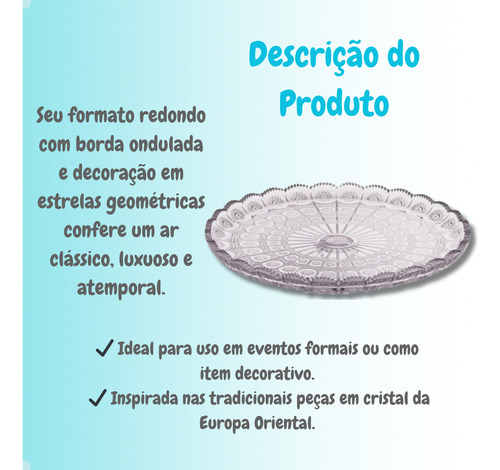 Prato De Bolo Sem Pé Em Vidro Transparente 30 Cm