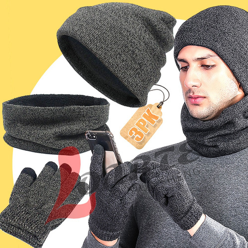 Gorro Bufanda Cuello Guantes Pantalla Táctil Unisex Inviern