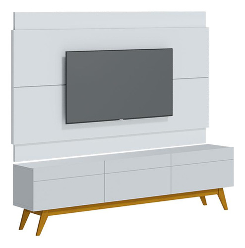 Rack Bancada 3 Gavetas E Painel Para Tv Classic 1.8 Branco