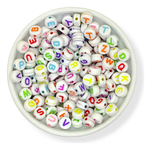 Letras Colores Pastilla Blanca Redonda 6mm 25gr 190u Bijou