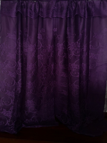 4 Jgo Cortina De Encaje Doble Hoja 2m Alto X 2.50m De Ancho Color Violeta Oscuro