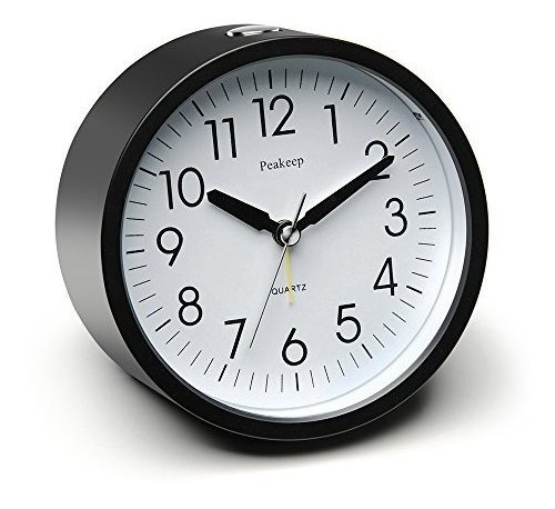 Peakeep Reloj Despertador Silencio Redondo De 4 Pulgadas Con