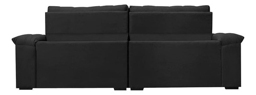 Sofá Retrátil Reclinável 2,95m Cama Inbox Big Home. Velusoft Cor Preto