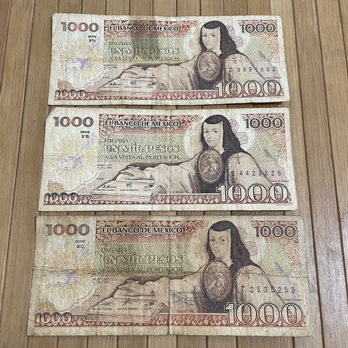 Set De 5 De Billetes 1000 Pesos 1985 Juana De Asbaje