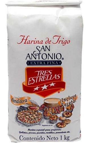 Harina De Trigo 1kg Tres Estrella Galletas Pasteles Pizza