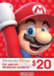 Nintendo Eshop $20 Card Usa 3ds Wii U Switch