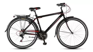 Bicicleta urbana Aurora Paseo Spillo 2017 R28 18v frenos v-brakes cambio Shimano Tourney Index color negro con pie de apoyo