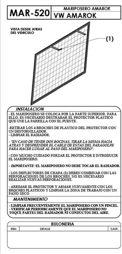 Imagen 2 de 10 de Mariposero, Bichero Amarok 2010+ Cubre Radiador Bracco