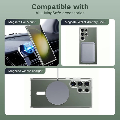 Funda Clear Magsafe Magnetic Antishock Para Samsung Transparente S23 Ultra