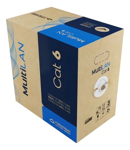 100 Mts De Cabo Rede C6 Furukawa Multilan Gigabit 100% Cobre