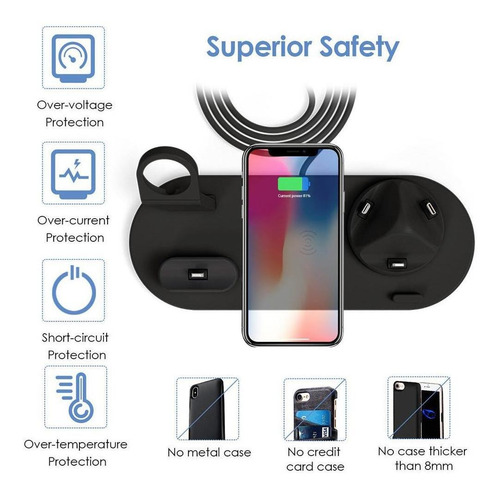 Imagen 7 de 7 de Cargador Inalámbrico Qi 3 En 1 Para iPhone 11 X Xs Xr 8 10w