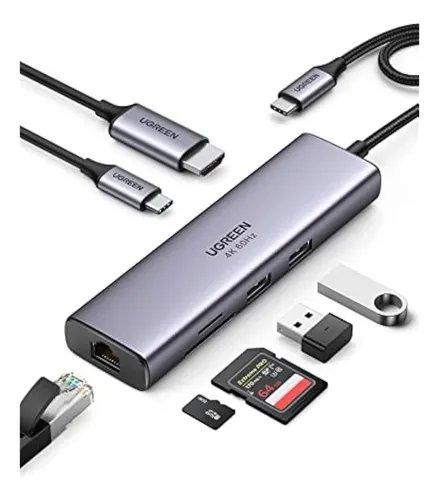 Hub Usb C Ugreen, Adaptador Multipuerto 7 En 1 Con Hdmi 4k A