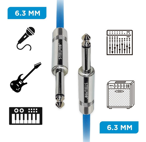 Cable Profesional Para Guitarra 10m Plug6.3-plug6.3 Steelpro