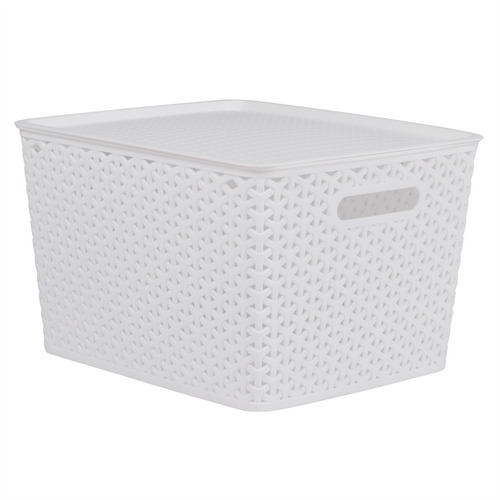 Imagem 3 de 6 de Kit 6 Caixas Organizadoras Rattan Tampa 20l Branca Begônia