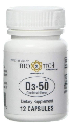 Bio-tech Pharmacal Vitamina D3 (d3-50 50k Iu, 12 Unidades)