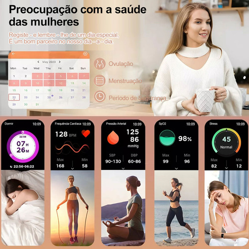 Relógio inteligente Mertto Smartwatch Alexa Bluetooth Call 1,83 polegadas Idw26 pulseira de malha magnética cor dourada Ip68