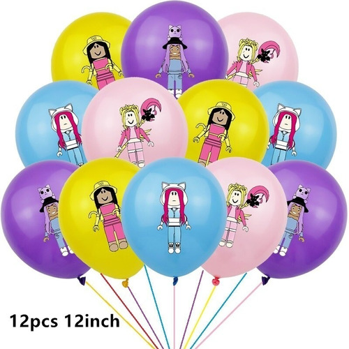 Imagen 2 de 3 de Set De Globos Roblox Cumpleaños 26 Unid Metal Y Latex Niña