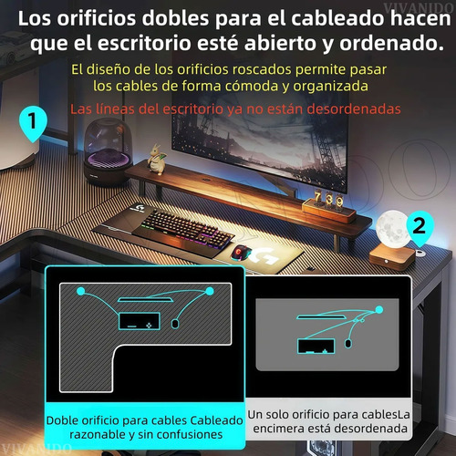 Mesa De Juego Escritorios Computadora L Con 2 Capas Estantes