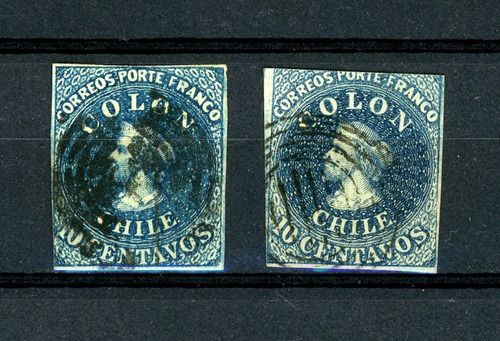 Sellos Postales De Chile. Primera Emisión, Año 1853, Nº 2.