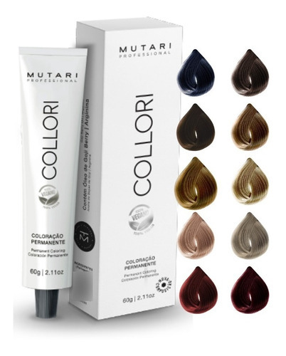 Coloração Tinta Para Cabelo Mutari Collori Permanente 60g Tom 1.11 - Preto Azulado Mutari