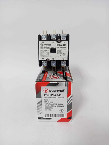 Contactor 3 Polos 40amp. 24v. Everwell. Tienda