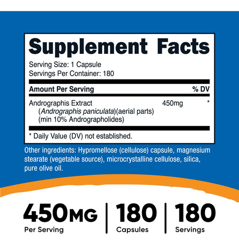 Nutricost Extracto Andrographis 450mg 180 Cápsulas