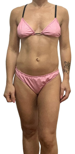 Bikini Triangulito Rayada Rosa, Talle L (95)