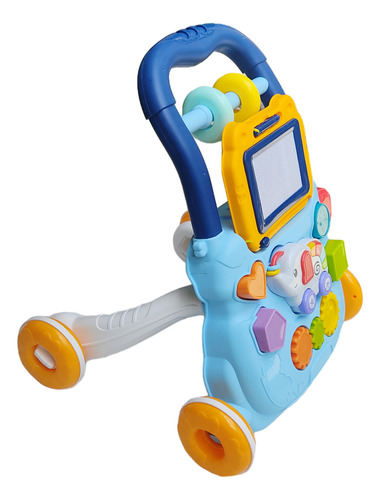 Andadera Camindora Musical De Bebé 3 En 1, Juguete De Tablero De Dibujo, Color Azul