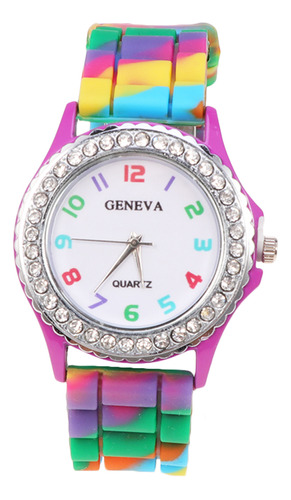 Reloj De Mujer Con Tachuelas De Diamantes De Silicona Purple