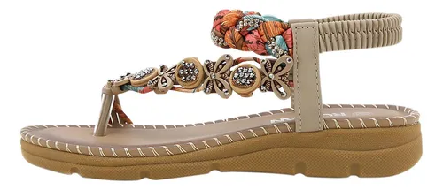 comprar Sandalias Planas Casuales Bohemias, Sandalias Exteriores Con