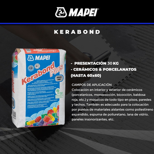 Pegamento Porcelanato Kerabond Plus Gris 30 Kg Oferta Mapei