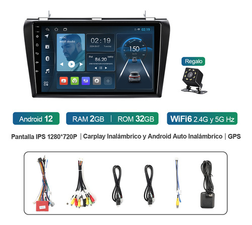 Para Isudar Estéreo 2+32g Carplay Mazda 3 2004-2009 Gps Fm
