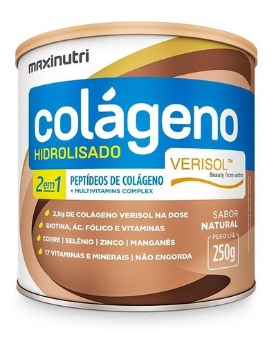 Imagem 1 de 1 de Suplemento em  pó Maxinutri  Colágeno Hidrolisado 2 em 1 Verisol sabor  natural em lata de 250g