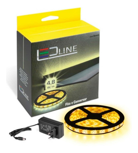 Fita Led Flexível+conversor 4,8w Luz Amarela/quente