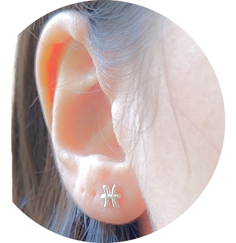 Aros Pasantes Signo Piscis De Plata 925
