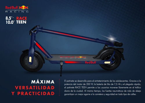 Imagen 8 de 9 de Monopatin Electrico Scooter Plegable Red Bull Teen 85-75 Cta