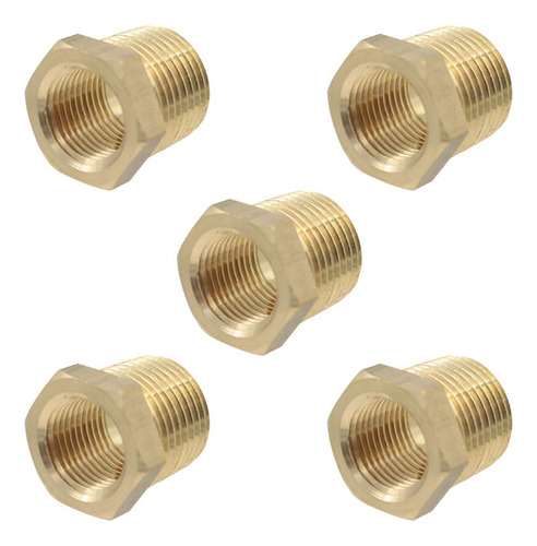5 Pzs Reduccion Bushing De Laton 1/2 Npt X 1/4 Npt