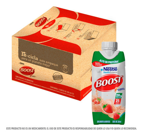 Boost Alto En Proteína Suplemento Alim. Fresa 12 Pack 330 Ml