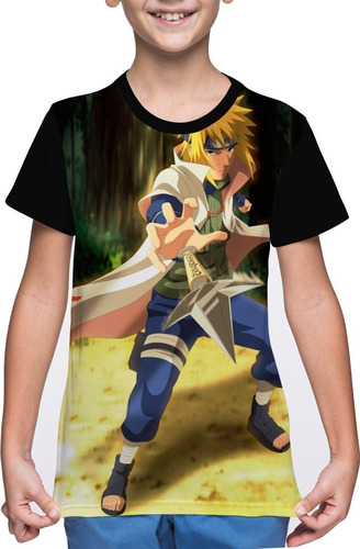 Camiseta/camisa Infantil Minato Relâmpago Dourado - Naruto 