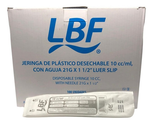 Jeringa Desechable Luer Slip 10ml Con Aguja 21g X 1 1/2 Caja