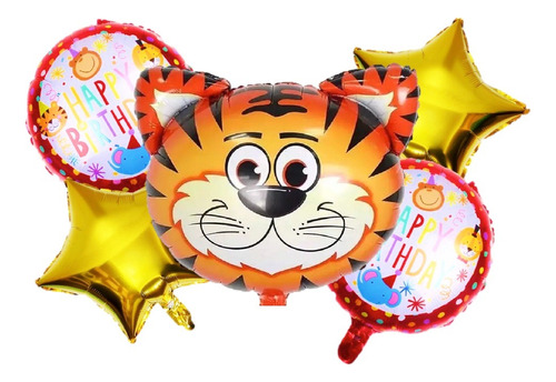 Set Globos Metálico Tigre Animalitos Cotillón Activarte