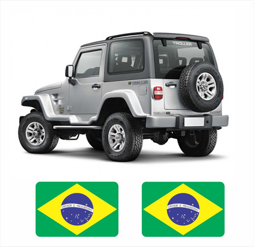 Par Adesivo Resinado Bandeira Do Brasil Troller 2013 À 2014